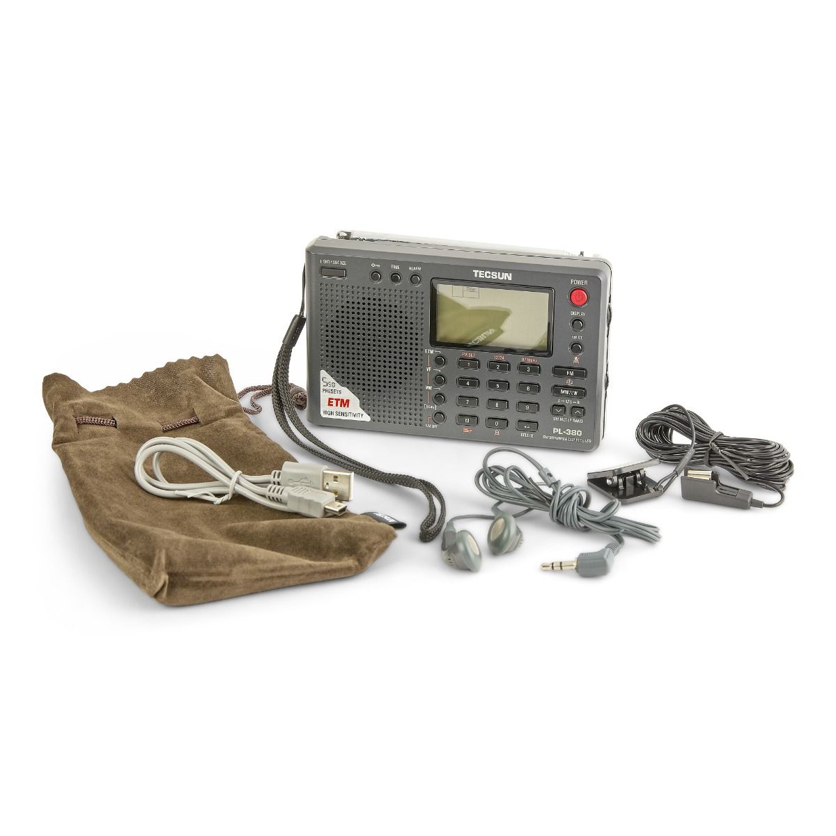 Tecsun PL-380 Portable DSP Shortwave Radio FM/LW/MW/SW, 550 Memories, ETM, USB Charging, Alarm Clock