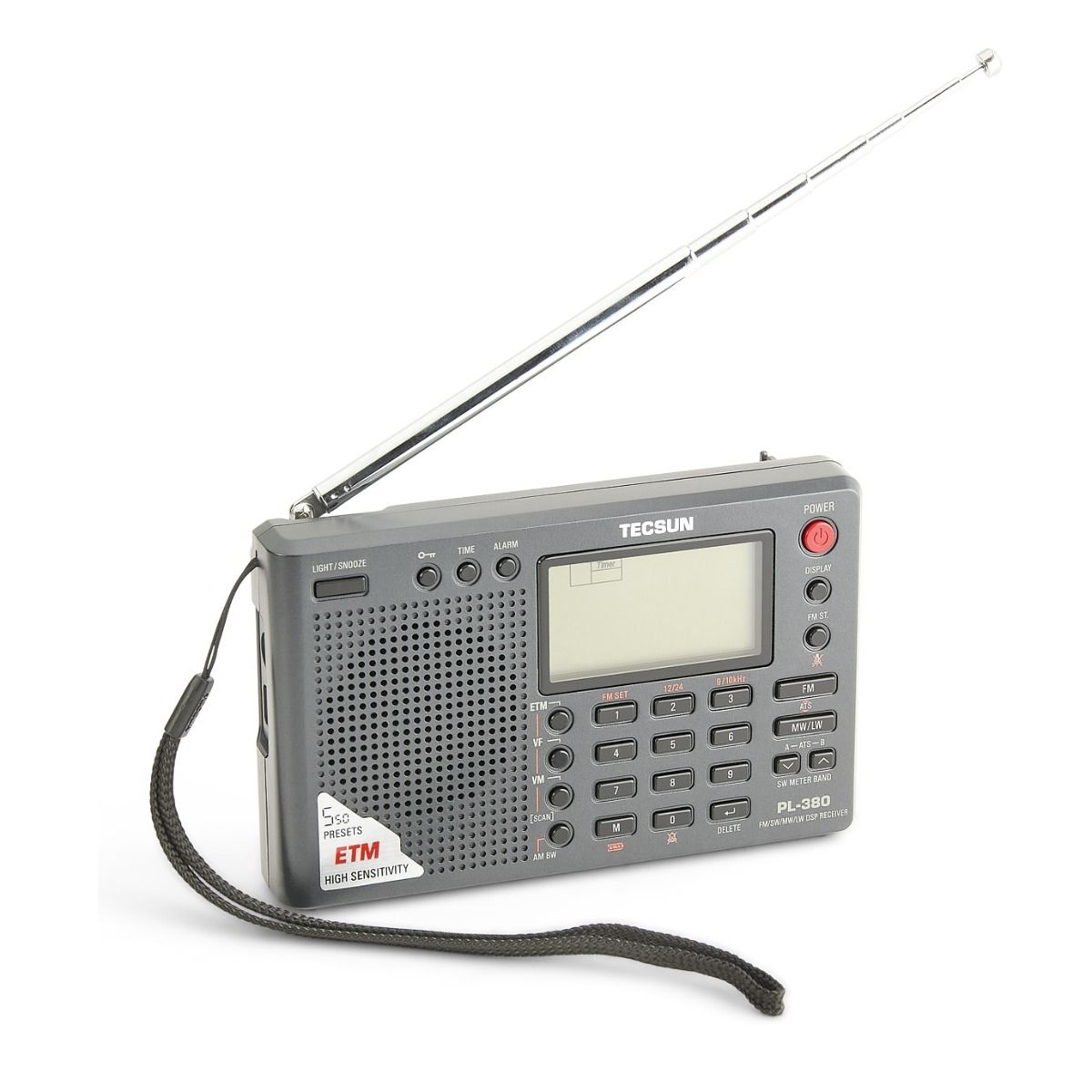 Tecsun PL-380 Portable DSP Shortwave Radio FM/LW/MW/SW, 550 Memories, ETM, USB Charging, Alarm Clock