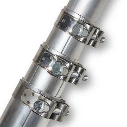 Moonraker aluminium telescopic mast section locking clamps close-up