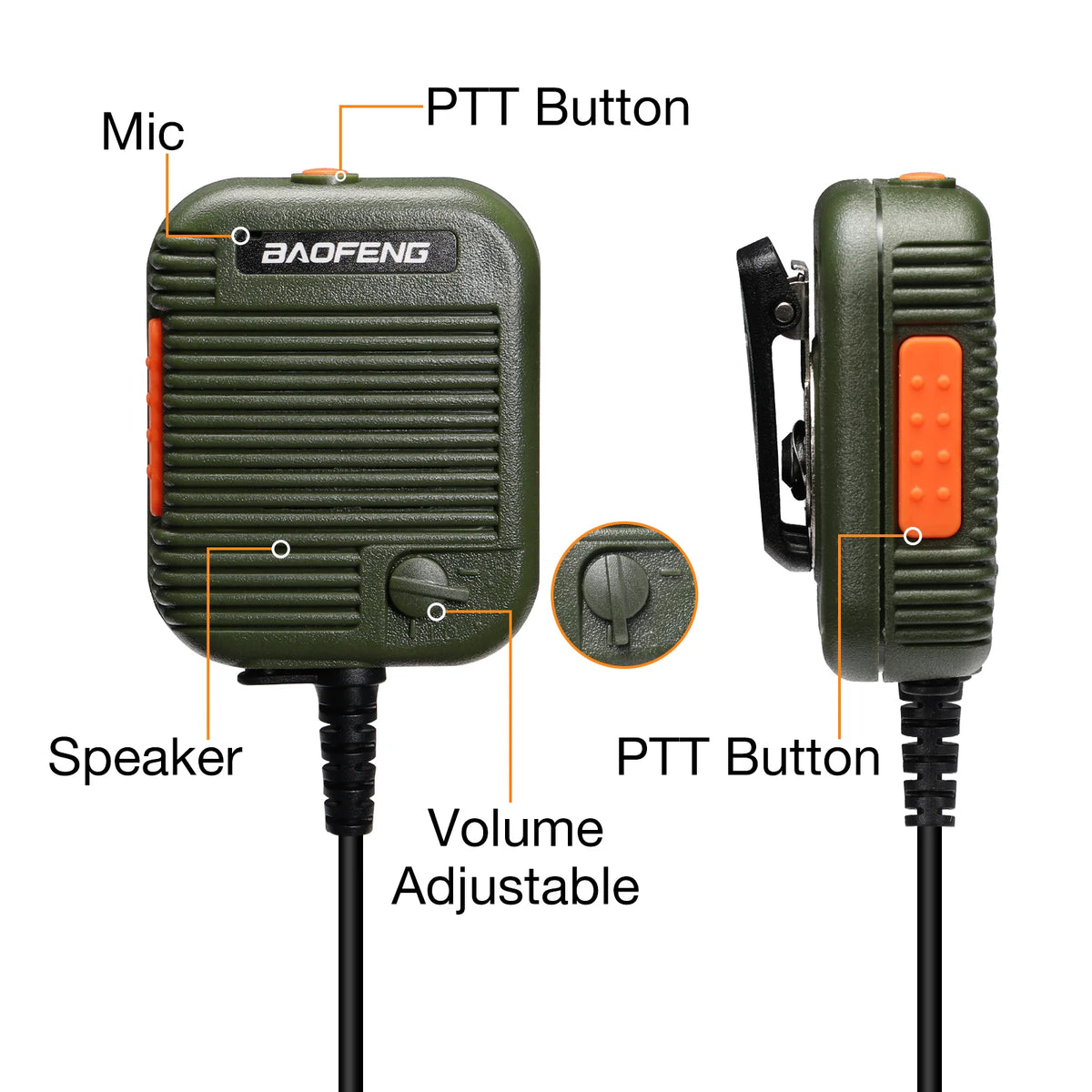Baofeng BS-UV25 Tactical Speaker Microphone with 2-Pin Plug