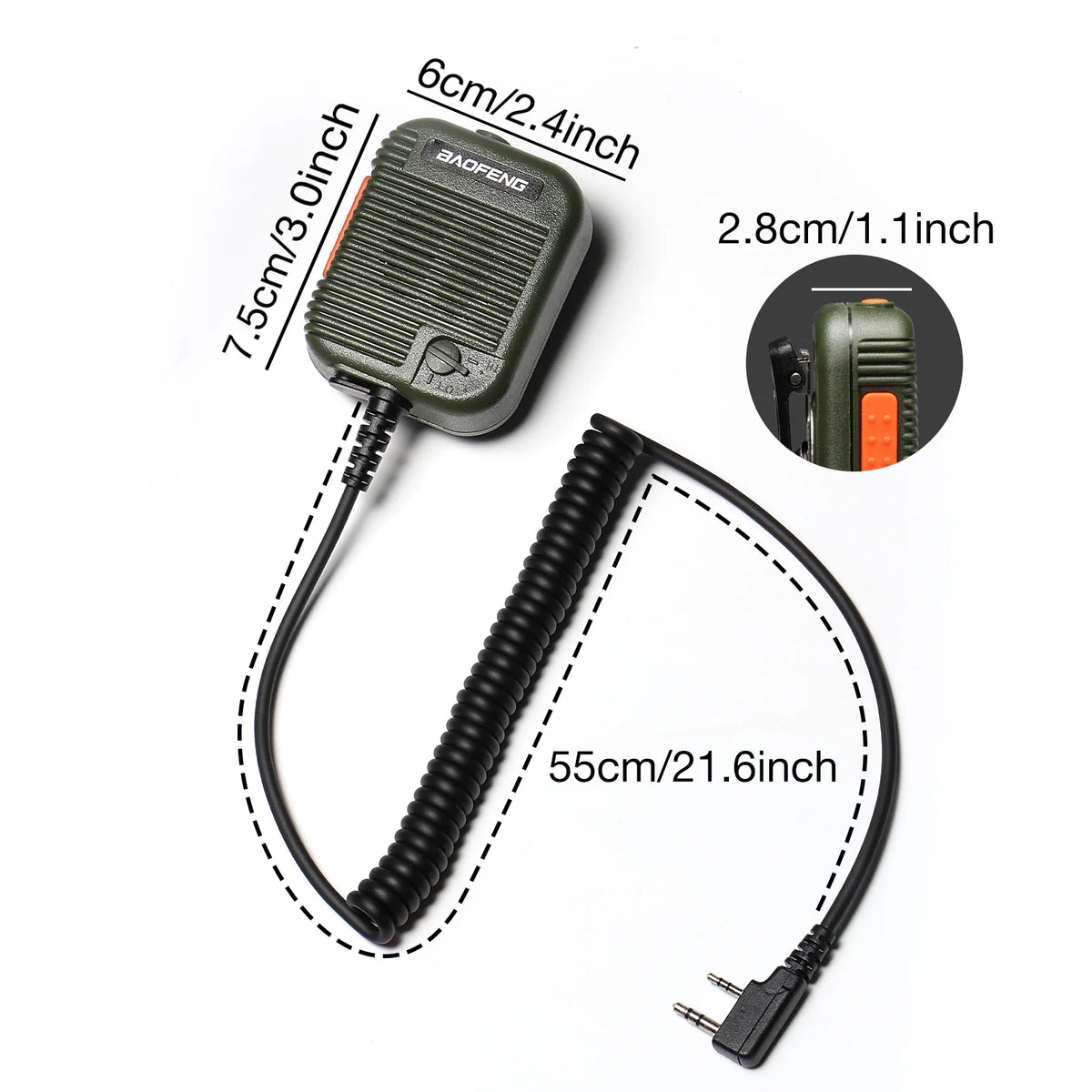 Baofeng BS-UV25 Tactical Speaker Microphone with 2-Pin Plug