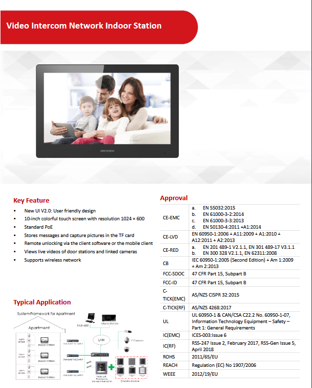 HIKVISION Video Intercom Indoor Station 10