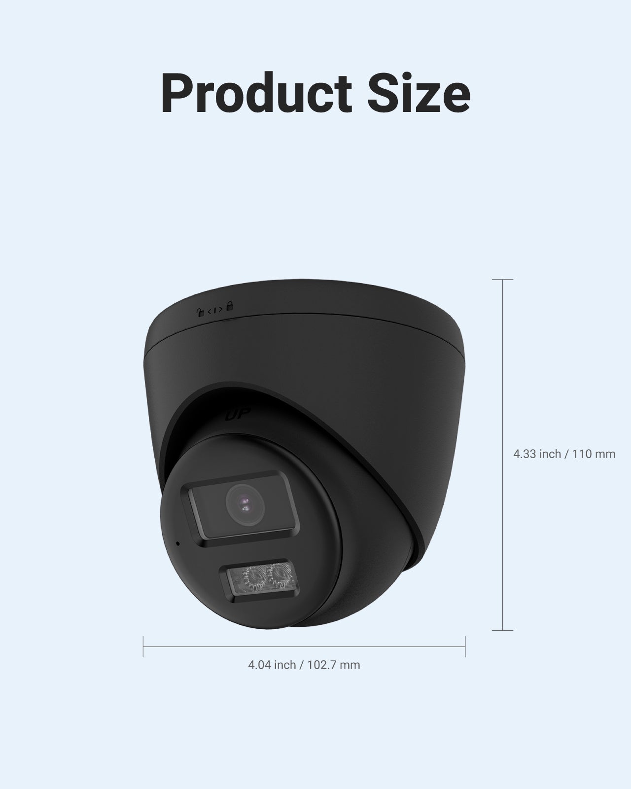 Hizone pro – Smart Hybrid Light ColorVu Two-Way Audio Fixed Turret Camera T259B-HT 3K 5MP, 2960×1665 @ 20 fps (Black))