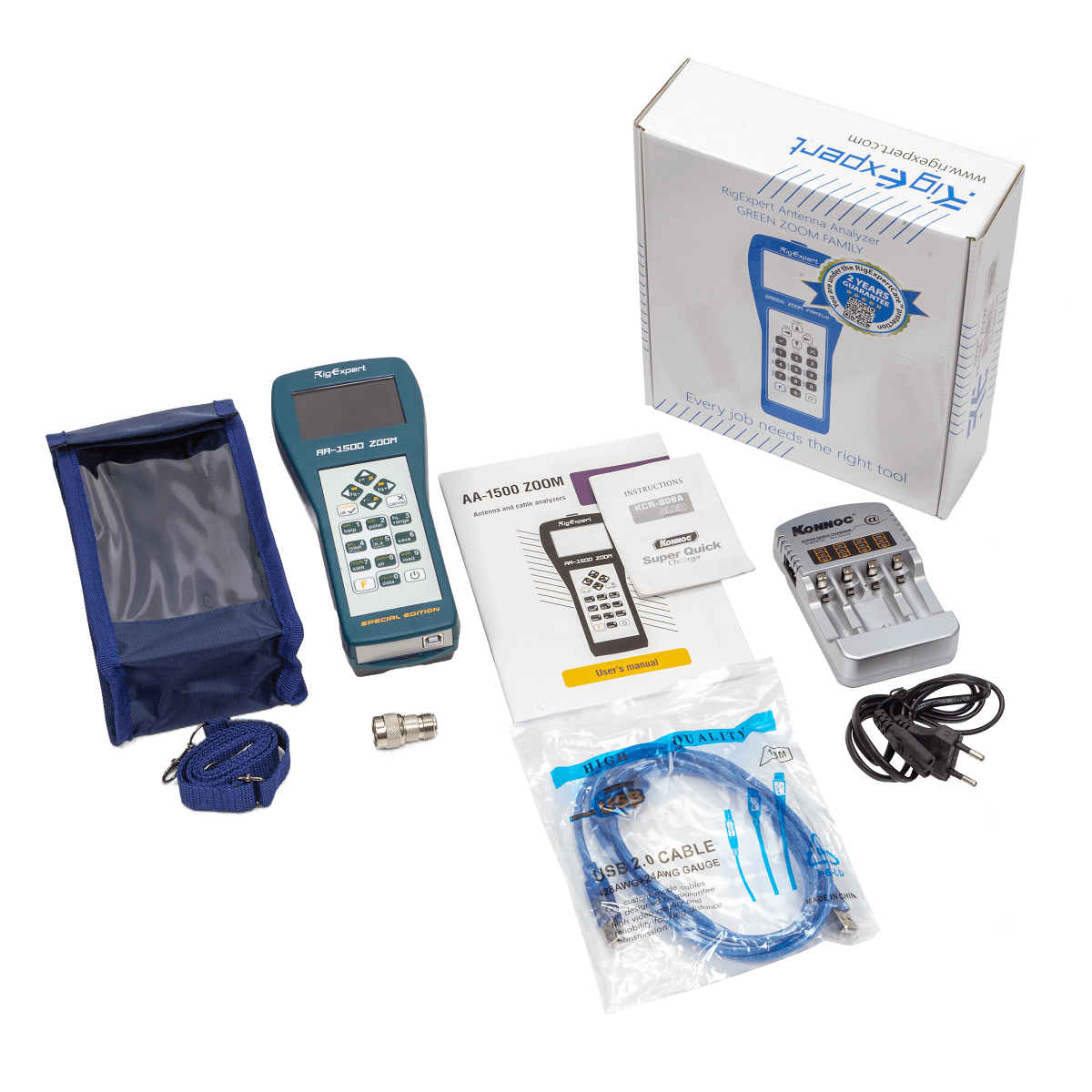 RigExpert AA-1500 ZOOM Antenna & Cable Analyser 0.1-1500 MHz, SWR, TDR, Bluetooth