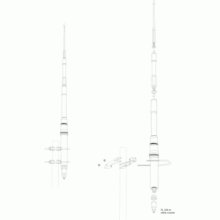 President Himalaya Wide Band CB & Ham Base Antenna 2000W PEP, 8dBi Gain, CB 27MHz / 10m / 12m