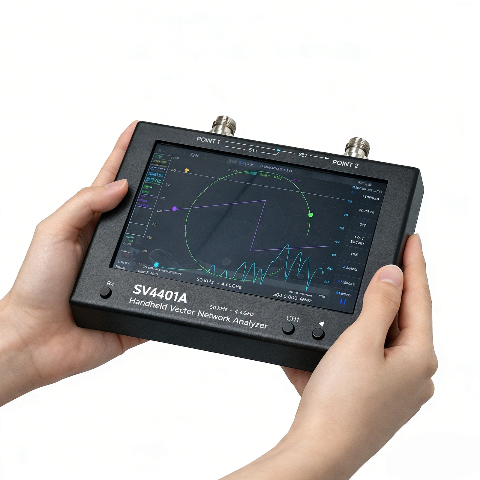 Chelegance SV4401A portable vector network analyser in use