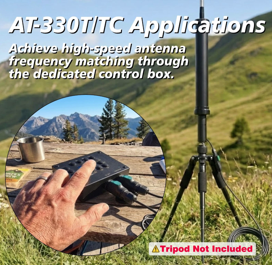 Gabil AT-330T/TC antenna and controller in a portable setup; tripod not included