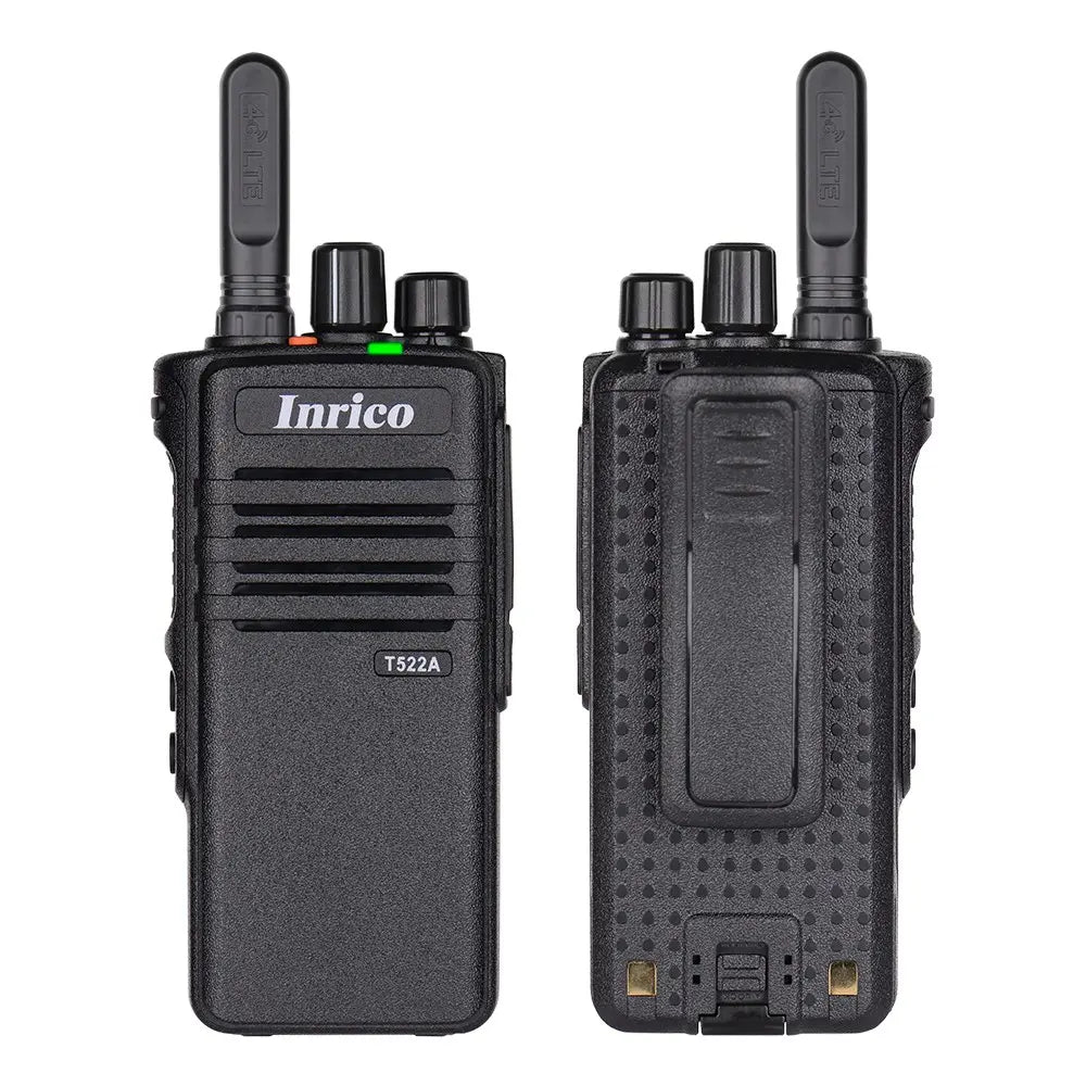 Inrico T522A 4G Android network radio front and rear views