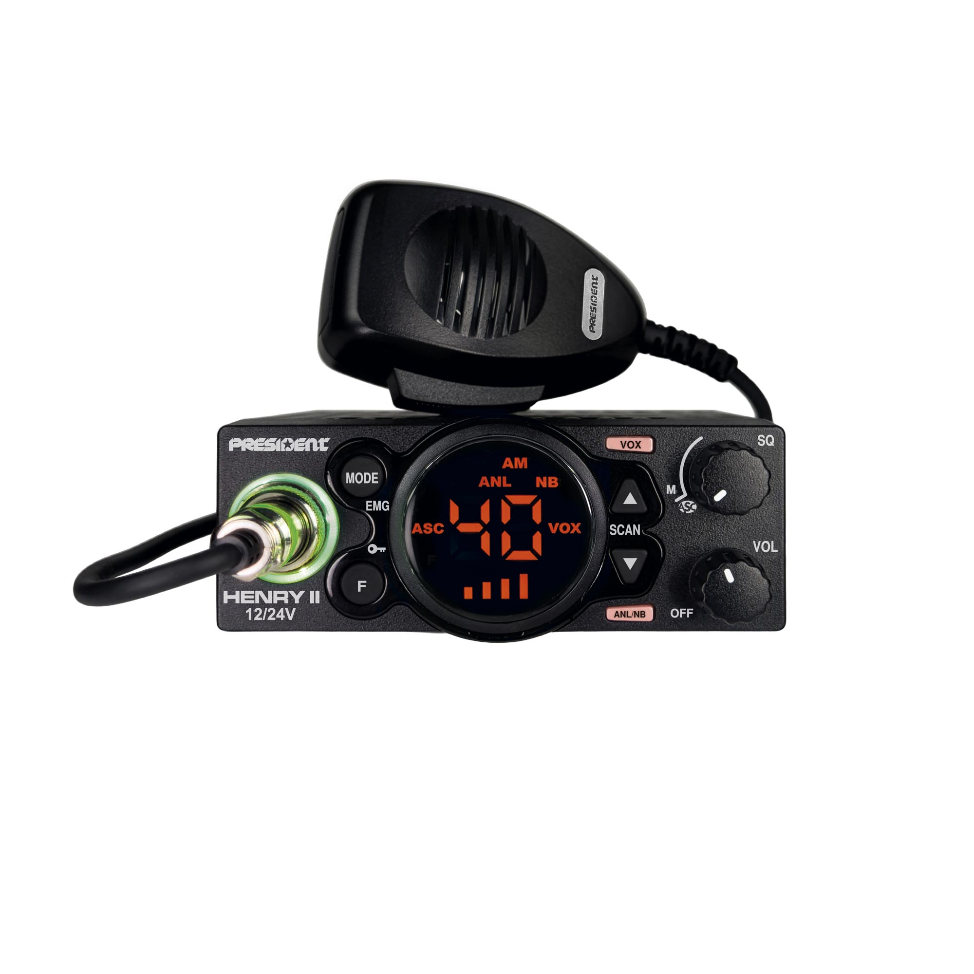 President Henry II mobile CB radio fitted with black display ring