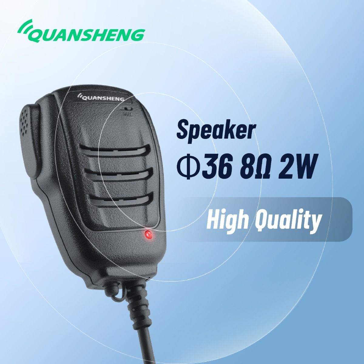 Quansheng QS-3 Speaker Microphone K-Style 2-Pin, For TK-118, UV-K5, & Compatible Radios
